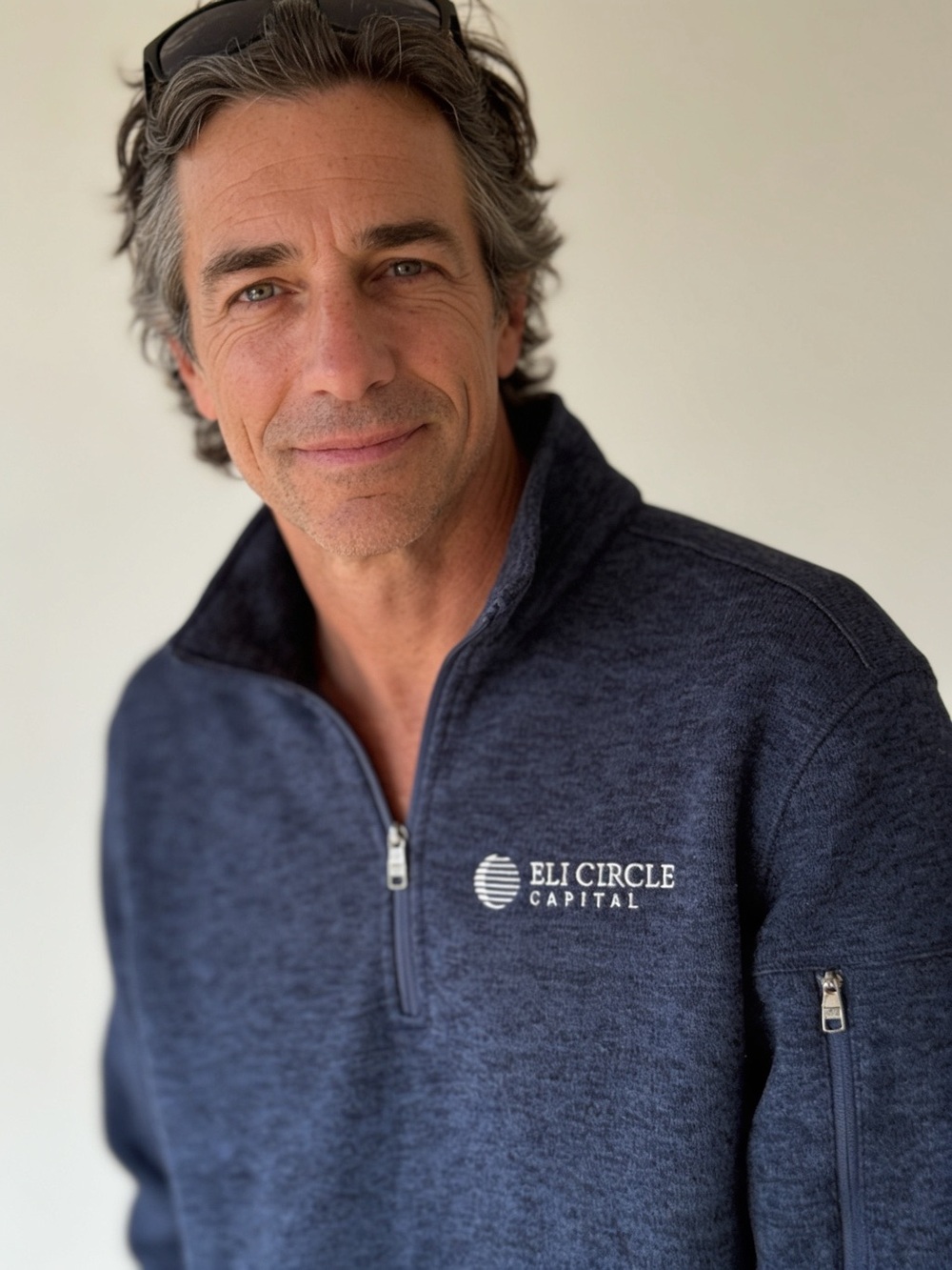Lands' End Men's Heathered Navy Quarter-Zip Pullover